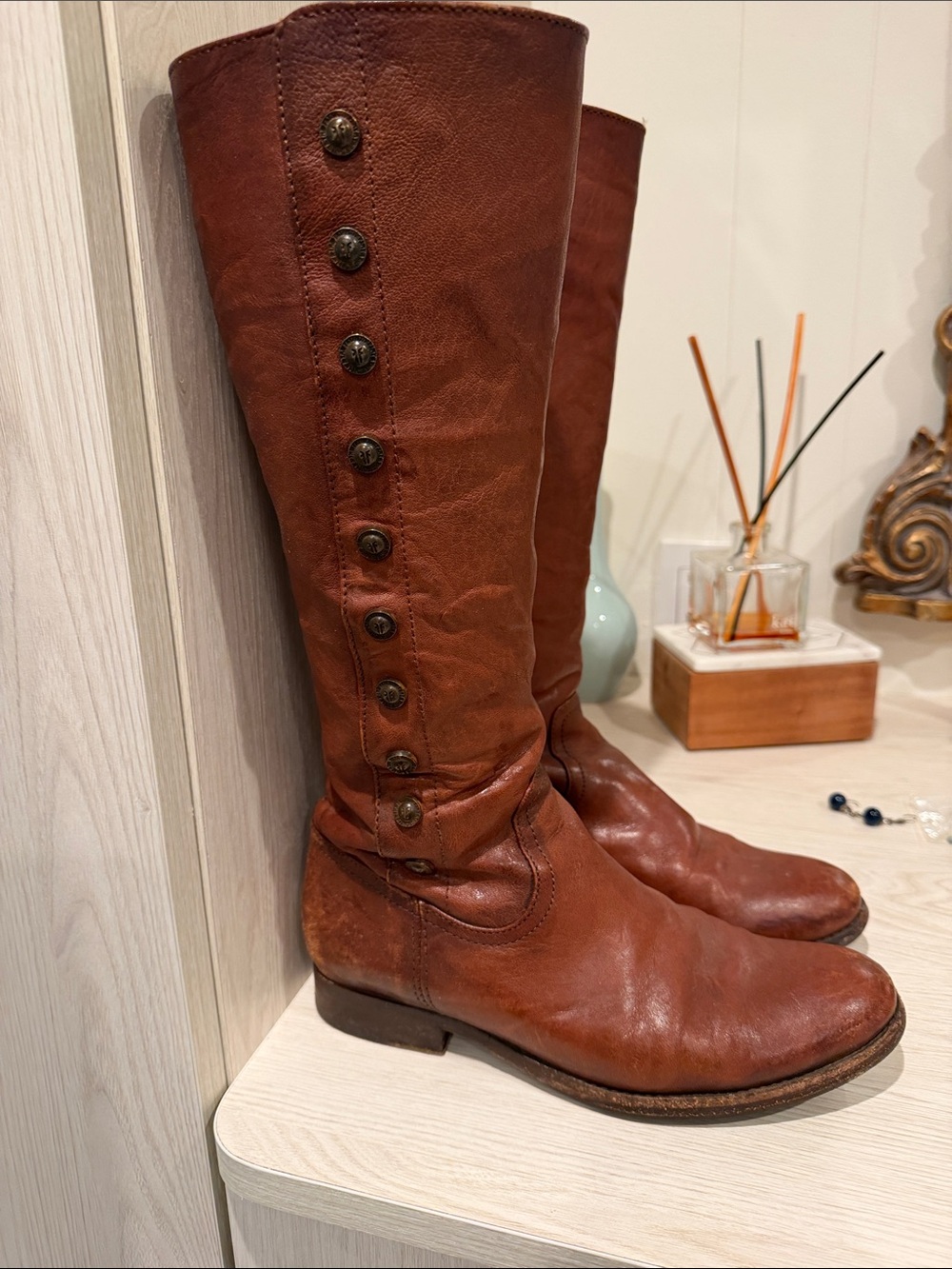 Frye Chestnut Brown Leather Boots - Picture 2 of 8